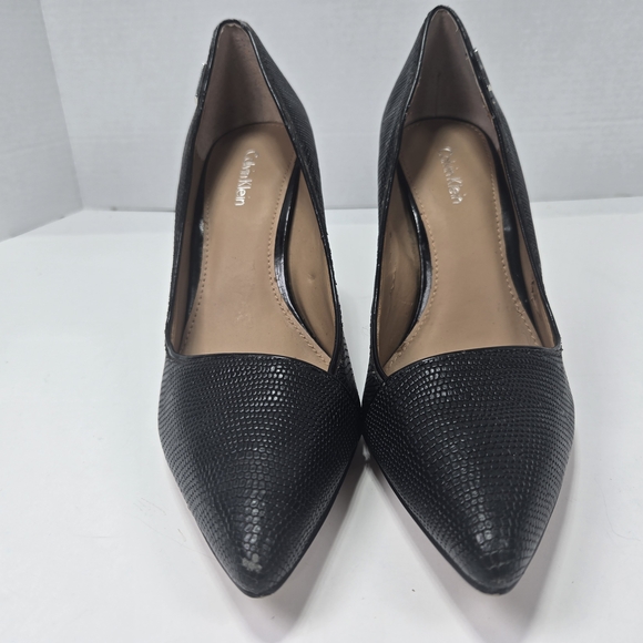 Calvin Klein Calida Black Lizard Skin Textured Stiletto Heels Size 9 Women's - Picture 5 of 16
